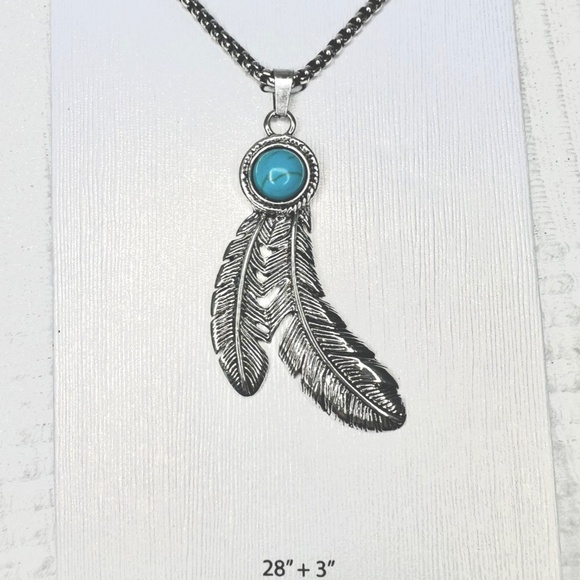 Jessica Simpson Faux Turquoise Stone Cross Necklace and Earrings Set - Picture 3 of 9